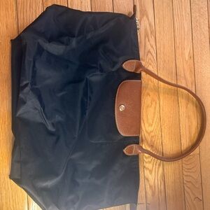 Classic Black Tote with Brown Trim - Longchamp